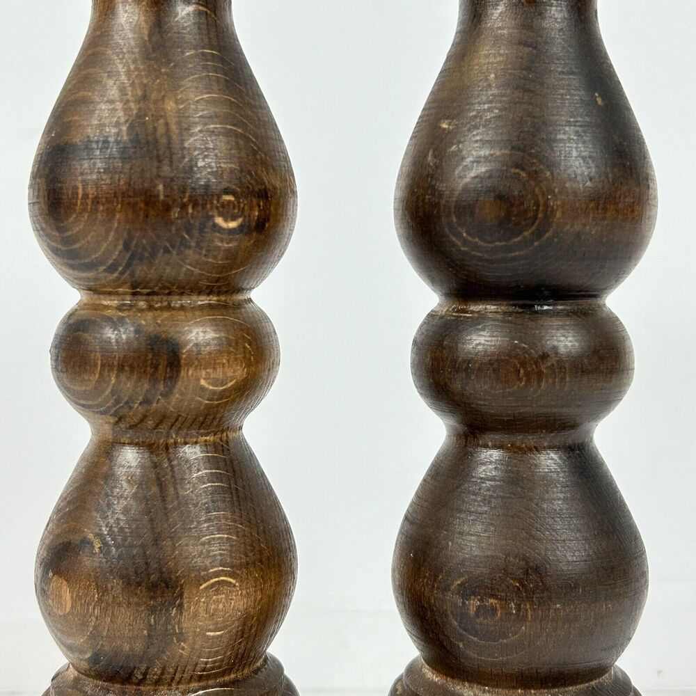 Vintage Lobeco Salt & Pepper Shaker Mill Japan 9" Wooden Spindle Farmhouse - Picture 3 of 13